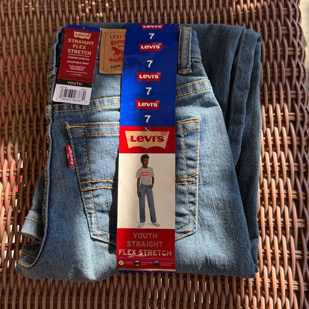 Boy’s Levi’s — 514 Straight Flex Stretch Jeans Denim Size 7